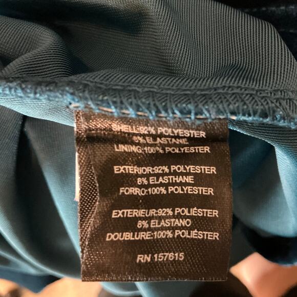 Tahari ASL Long Sleeve Velvet Sheath Cocktail Dress Blue Size 16 Beaded Sash - Picture 15 of 15